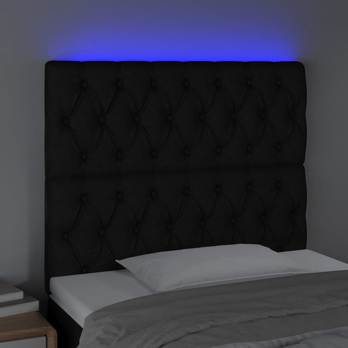 Tăblie de pat cu LED, negru, 90x7x118/128 cm, textil - WALTI WALTI