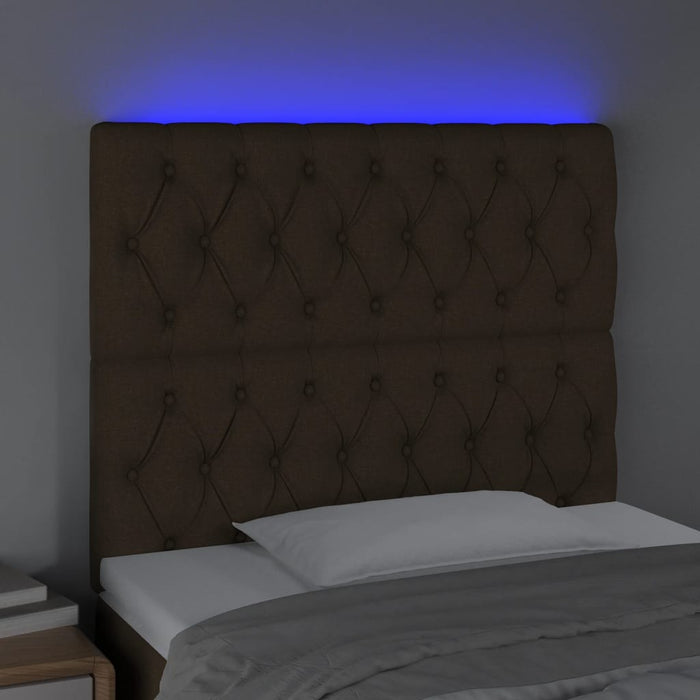 Tăblie de pat cu LED, maro închis, 90x7x118/128 cm, textil - WALTI WALTI
