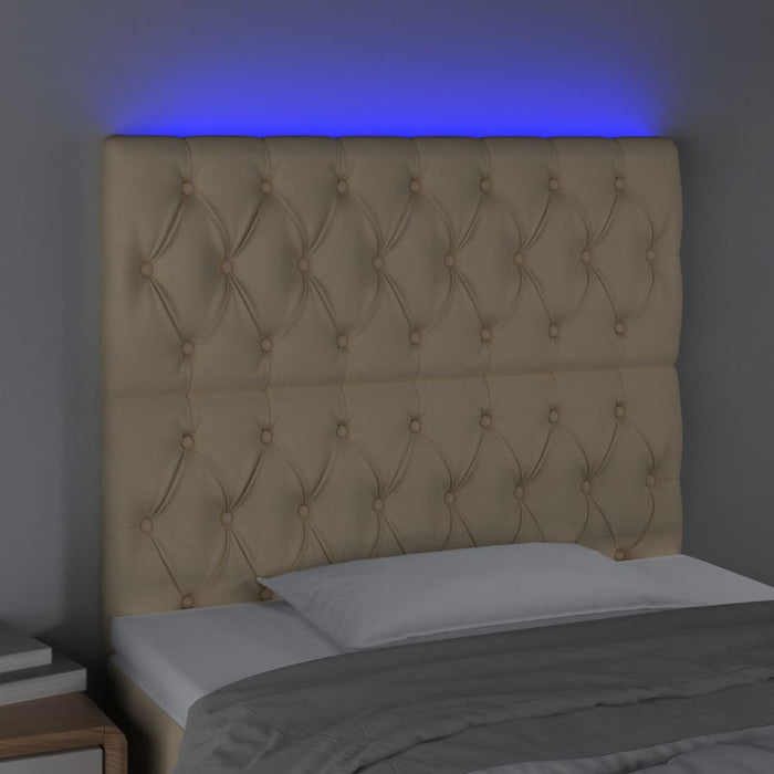 Tăblie de pat cu LED, crem, 90x7x118/128 cm, textil - WALTI WALTI