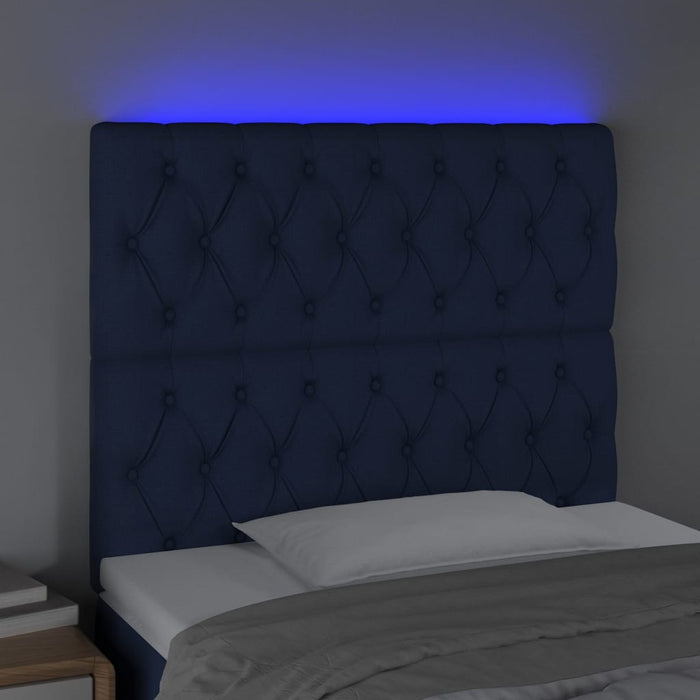 Tăblie de pat cu LED, albastru, 90x7x118/128 cm, textil - WALTI WALTI