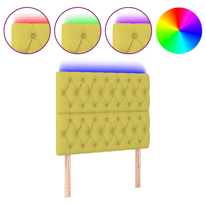 Tăblie de pat cu LED, verde, 90x7x118/128 cm, textil WALTI