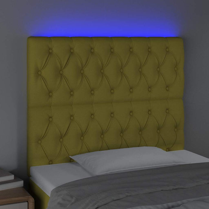 Tăblie de pat cu LED, verde, 90x7x118/128 cm, textil WALTI