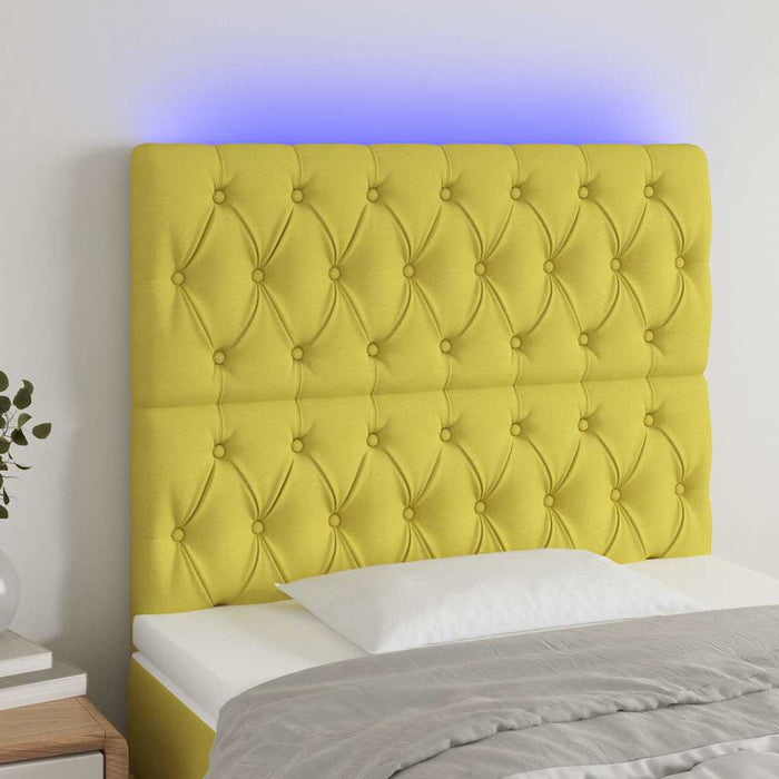 Tăblie de pat cu LED, verde, 90x7x118/128 cm, textil WALTI