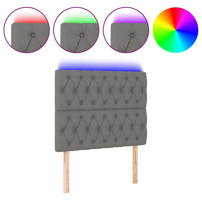 Tăblie de pat cu LED, gri închis, 100x7x118/128 cm, textil - WALTI WALTI