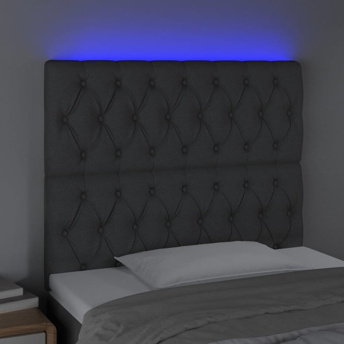Tăblie de pat cu LED, gri închis, 100x7x118/128 cm, textil - WALTI WALTI