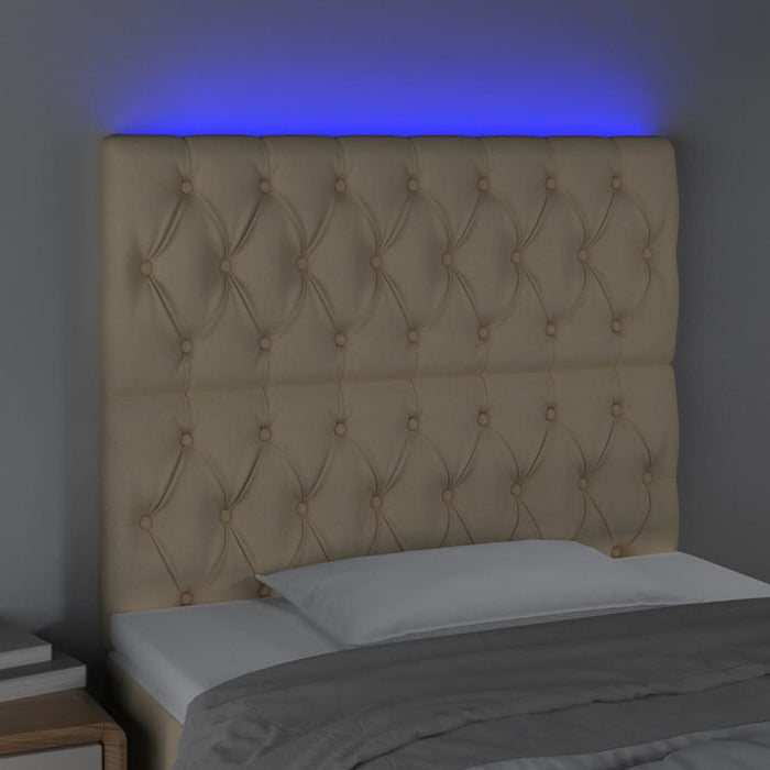 Tăblie de pat cu LED, crem, 100x7x118/128 cm, textil - WALTI WALTI