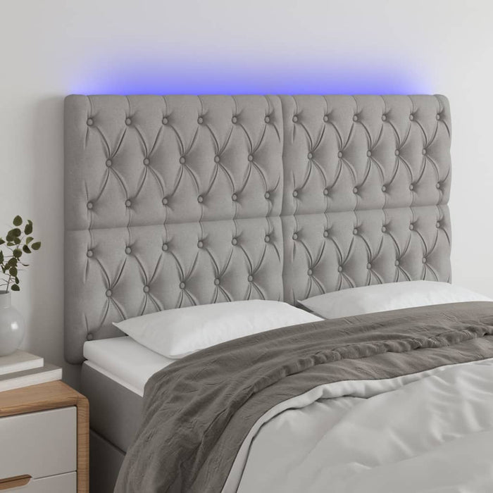Tăblie de pat cu LED, gri deschis, 144x7x118/128 cm, textil - WALTI WALTI