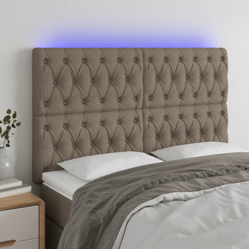 Tăblie de pat cu LED, gri taupe, 144x7x118/128 cm, textil - WALTI WALTI