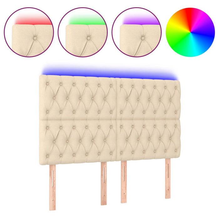 Tăblie de pat cu LED, crem, 144x7x118/128 cm, textil - WALTI WALTI