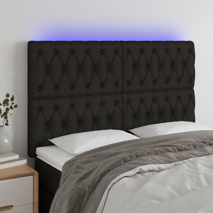 Tăblie de pat cu LED, negru, 160x7x118/128 cm, textil - WALTI WALTI