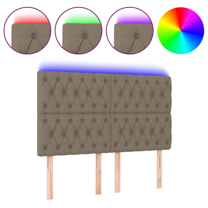 Tăblie de pat cu LED, gri taupe, 160x7x118/128 cm, textil - WALTI WALTI