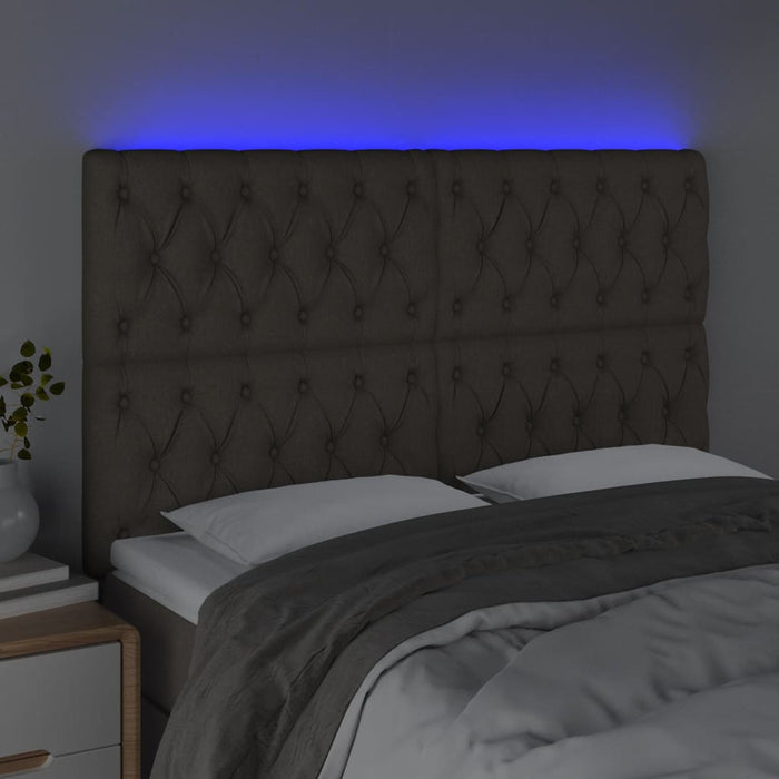 Tăblie de pat cu LED, gri taupe, 160x7x118/128 cm, textil - WALTI WALTI