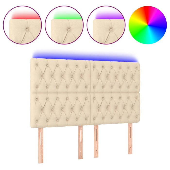 Tăblie de pat cu LED, crem, 160x7x118/128 cm, textil - WALTI WALTI