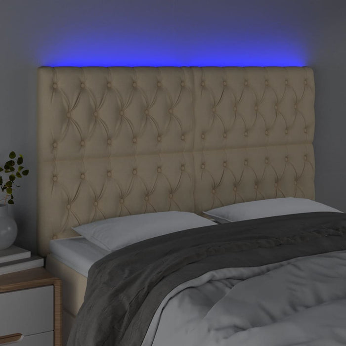 Tăblie de pat cu LED, crem, 160x7x118/128 cm, textil - WALTI WALTI
