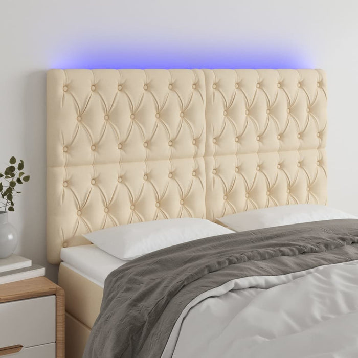Tăblie de pat cu LED, crem, 160x7x118/128 cm, textil - WALTI WALTI