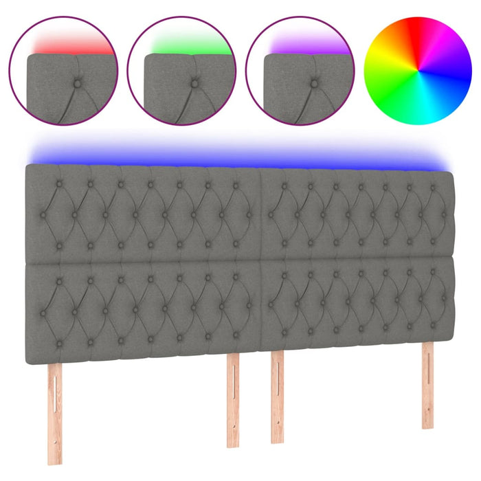 Tăblie de pat cu LED, gri închis, 180x7x118/128 cm, textil - WALTI WALTI
