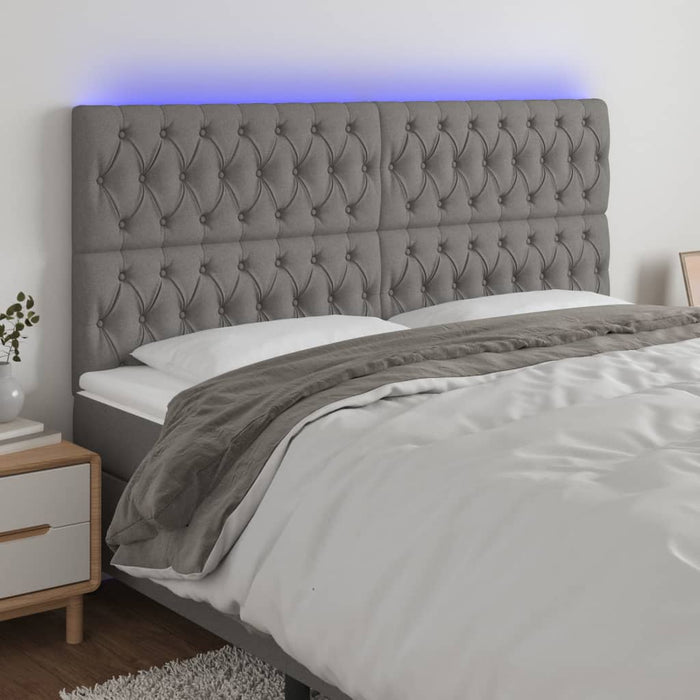 Tăblie de pat cu LED, gri închis, 180x7x118/128 cm, textil - WALTI WALTI