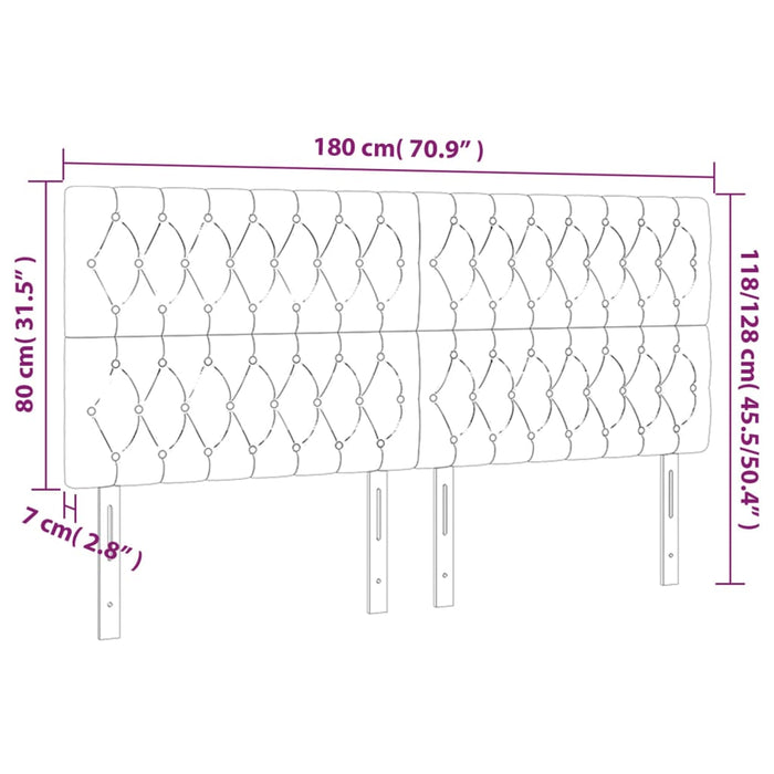 Tăblie de pat cu LED, negru, 180x7x118/128 cm, textil - WALTI WALTI