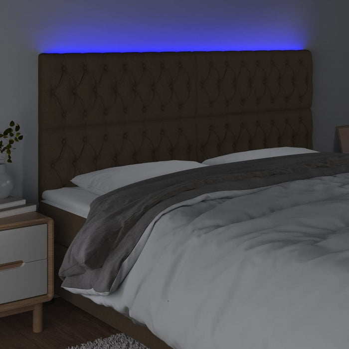 Tăblie de pat cu LED, maro închis, 180x7x118/128 cm, textil - WALTI WALTI