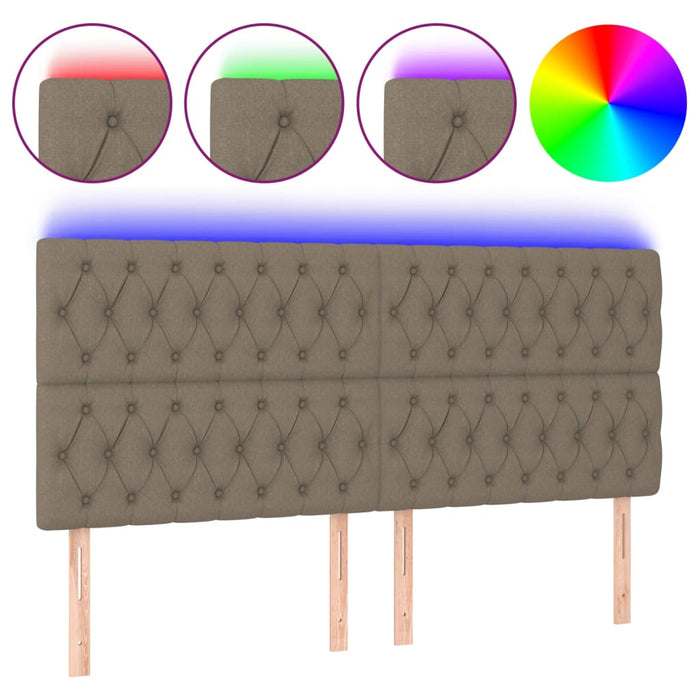 Tăblie de pat cu LED, gri taupe, 180x7x118/128 cm, textil - WALTI WALTI