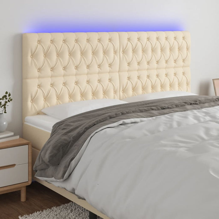 Tăblie de pat cu LED, crem, 180x7x118/128 cm, textil - WALTI WALTI