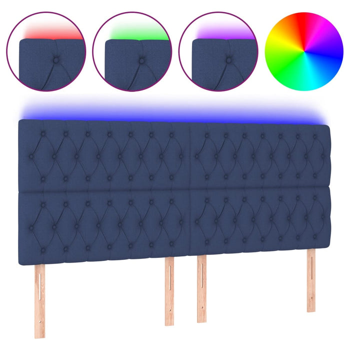Tăblie de pat cu LED, albastru, 180x7x118/128 cm, textil - WALTI WALTI