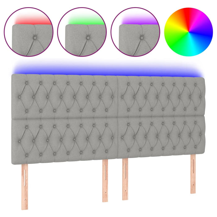 Tăblie de pat cu LED, gri deschis, 200x7x118/128 cm, textil - WALTI WALTI