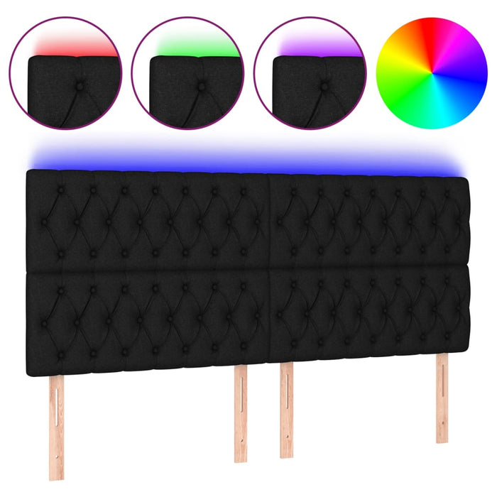 Tăblie de pat cu LED, negru, 200x7x118/128 cm, textil - WALTI WALTI