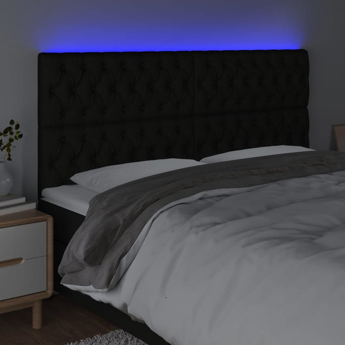Tăblie de pat cu LED, negru, 200x7x118/128 cm, textil - WALTI WALTI
