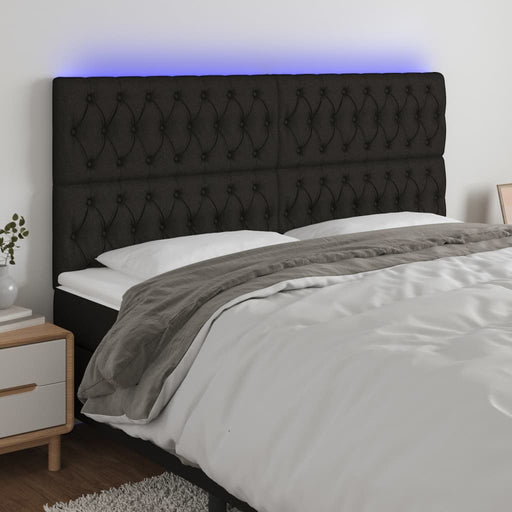 Tăblie de pat cu LED, negru, 200x7x118/128 cm, textil - WALTI WALTI