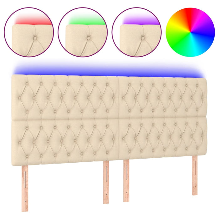 Tăblie de pat cu LED, crem, 200x7x118/128 cm, textil - WALTI WALTI