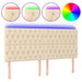 Tăblie de pat cu LED, crem, 200x7x118/128 cm, textil - WALTI WALTI