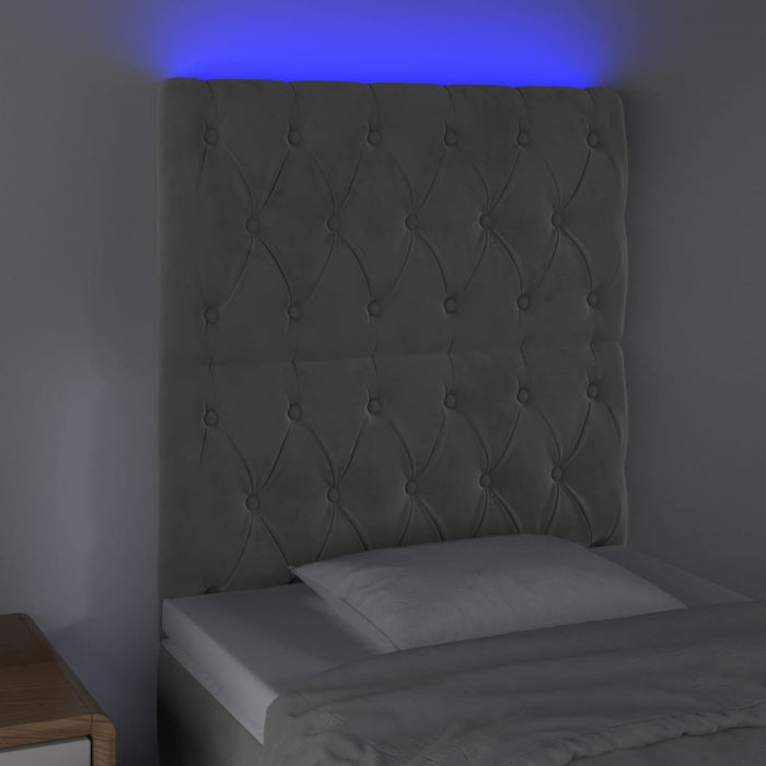 Tăblie de pat cu LED, gri deschis, 80x7x118/128 cm, catifea - WALTI WALTI