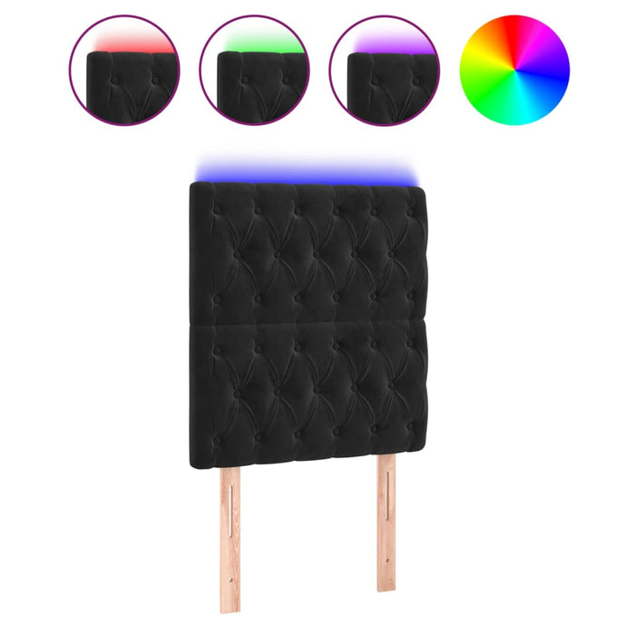 Tăblie de pat cu LED, negru, 80x7x118/128 cm, catifea - WALTI WALTI