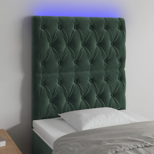 Tăblie de pat cu LED, verde închis, 80x7x118/128 cm, catifea - WALTI WALTI