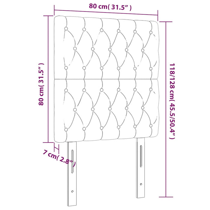 Tăblie de pat cu LED, albastru închis, 80x7x118/128cm, catifea - WALTI WALTI