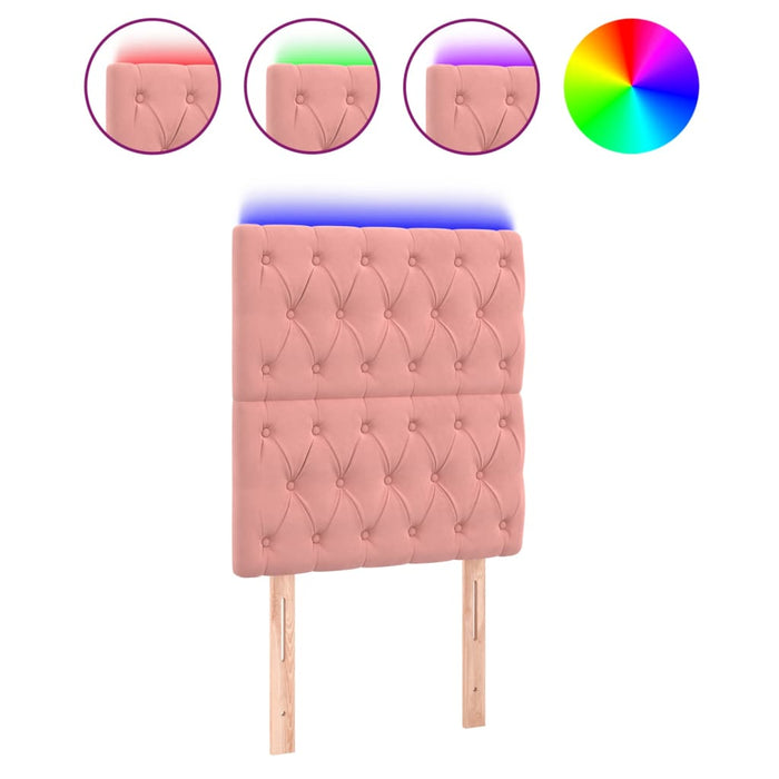 Tăblie de pat cu LED, roz, 80x7x118/128 cm, catifea - WALTI WALTI