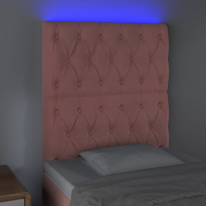 Tăblie de pat cu LED, roz, 80x7x118/128 cm, catifea - WALTI WALTI