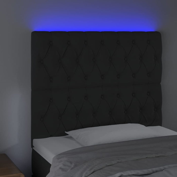 Tăblie de pat cu LED, negru, 90x7x118/128 cm, catifea - WALTI WALTI