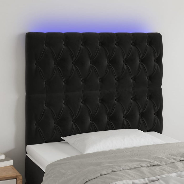 Tăblie de pat cu LED, negru, 90x7x118/128 cm, catifea - WALTI WALTI