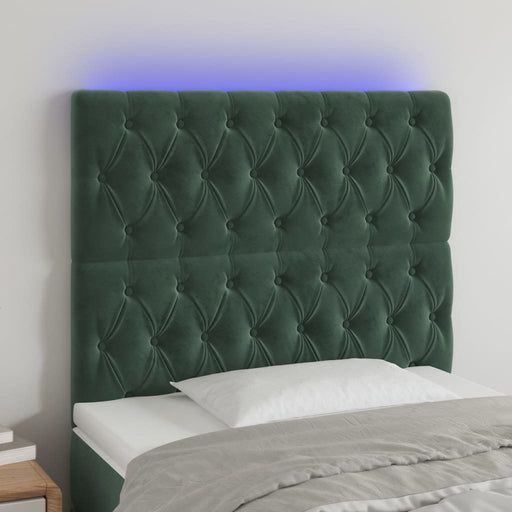 Tăblie de pat cu LED, verde închis, 90x7x118/128 cm, catifea - WALTI WALTI