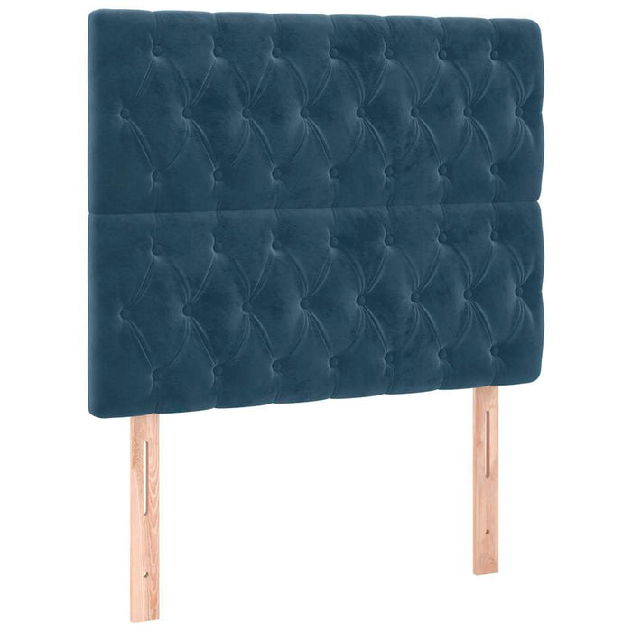 Tăblie de pat cu LED, albastru închis, 90x7x118/128cm, catifea WALTI