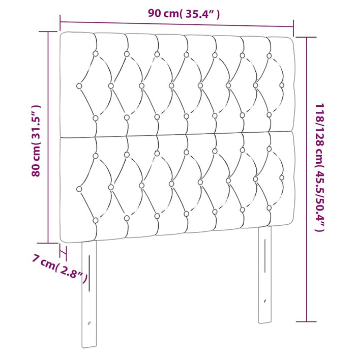 Tăblie de pat cu LED, albastru închis, 90x7x118/128cm, catifea WALTI