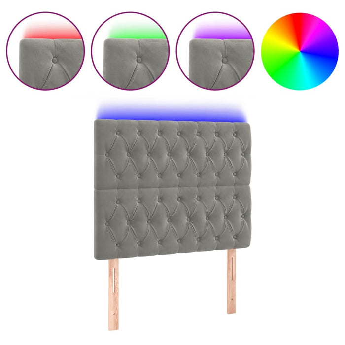 Tăblie de pat cu LED, gri deschis, 100x7x118/128 cm, catifea - WALTI WALTI