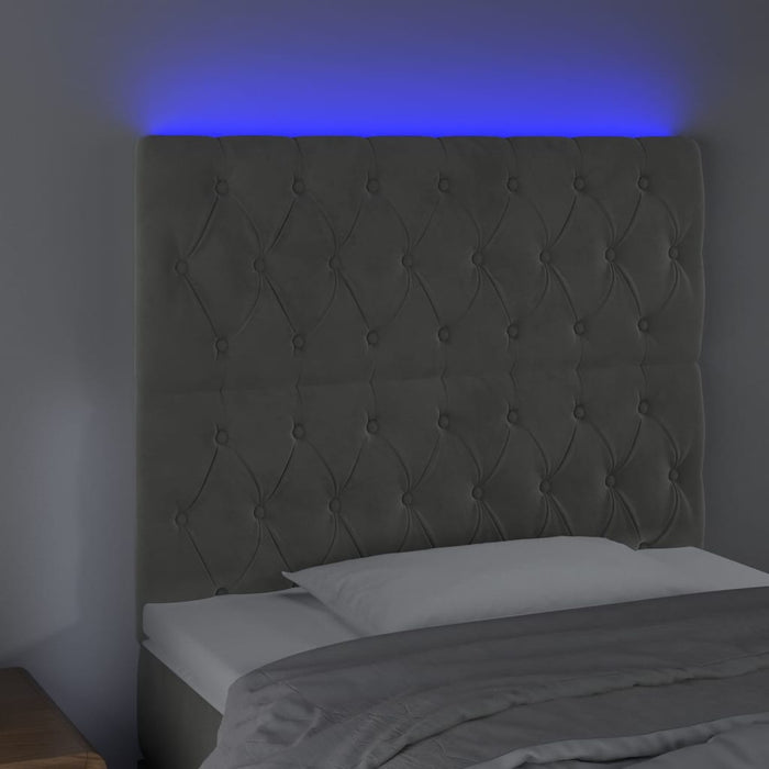 Tăblie de pat cu LED, gri deschis, 100x7x118/128 cm, catifea - WALTI WALTI