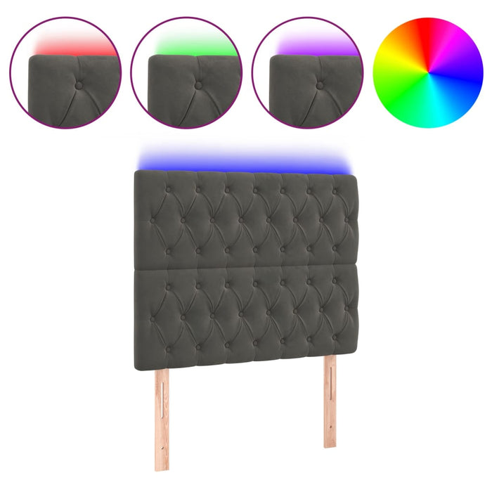 Tăblie de pat cu LED, gri închis, 100x7x118/128 cm, textil - WALTI WALTI