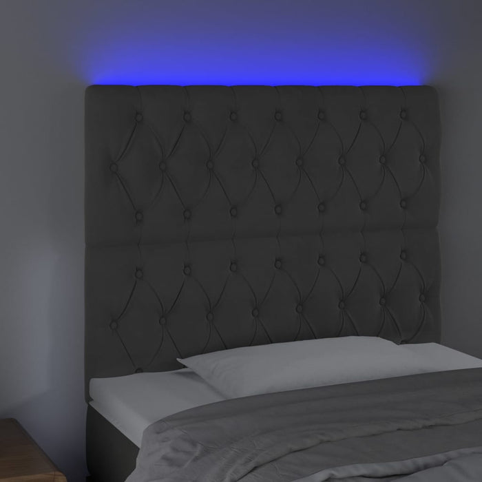 Tăblie de pat cu LED, gri închis, 100x7x118/128 cm, textil - WALTI WALTI