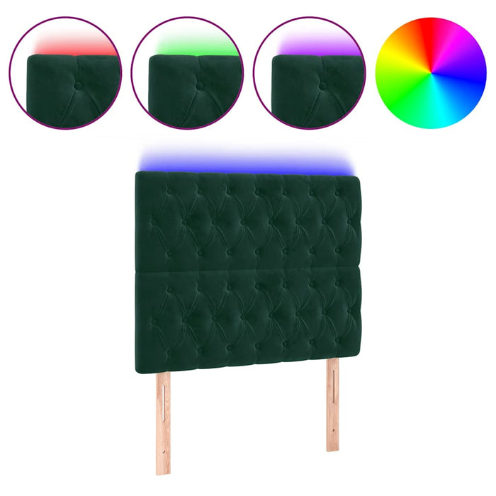 Tăblie de pat cu LED, verde închis, 100x7x118/128 cm, catifea - WALTI WALTI