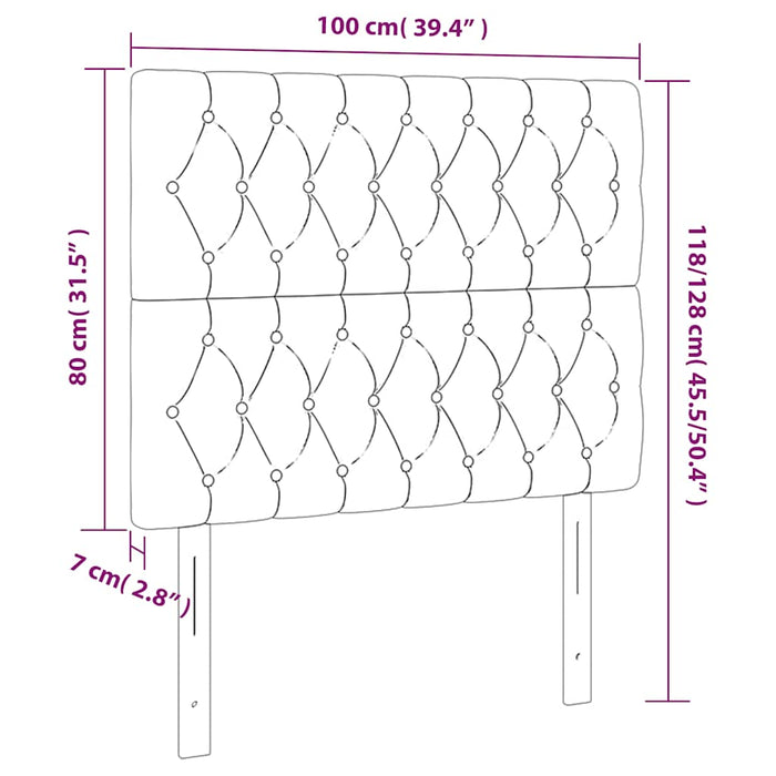 Tăblie de pat cu LED, albastru închis, 100x7x118/128cm, catifea - WALTI WALTI