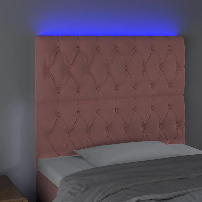 Tăblie de pat cu LED, roz, 100x7x118/128 cm, catifea - WALTI WALTI
